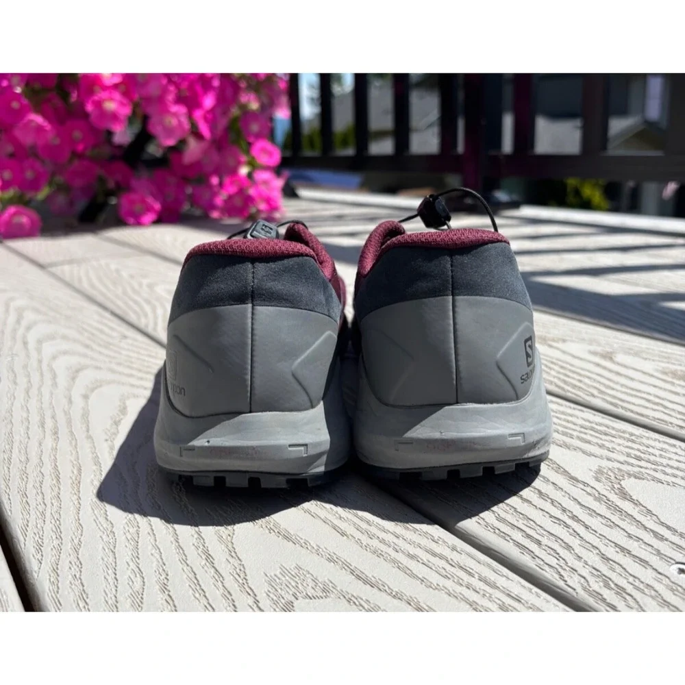 Salomon Women's Sense Ride 4 Burgandy/Gray Trail Running Shoes Sneakers Size 10